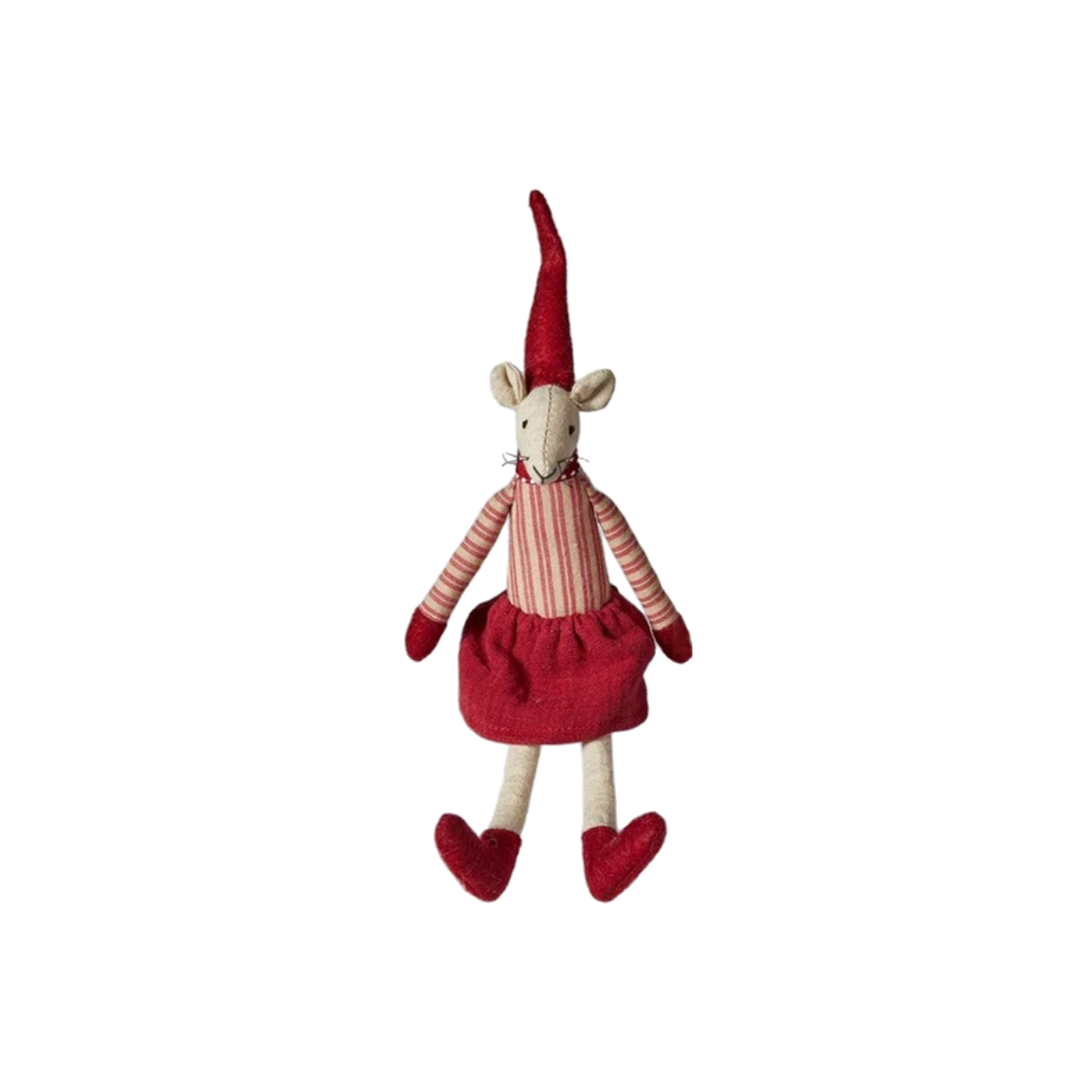 Noa & Nelli Sitting Christmas Mice – Red Knit & Stripes, 20cm
