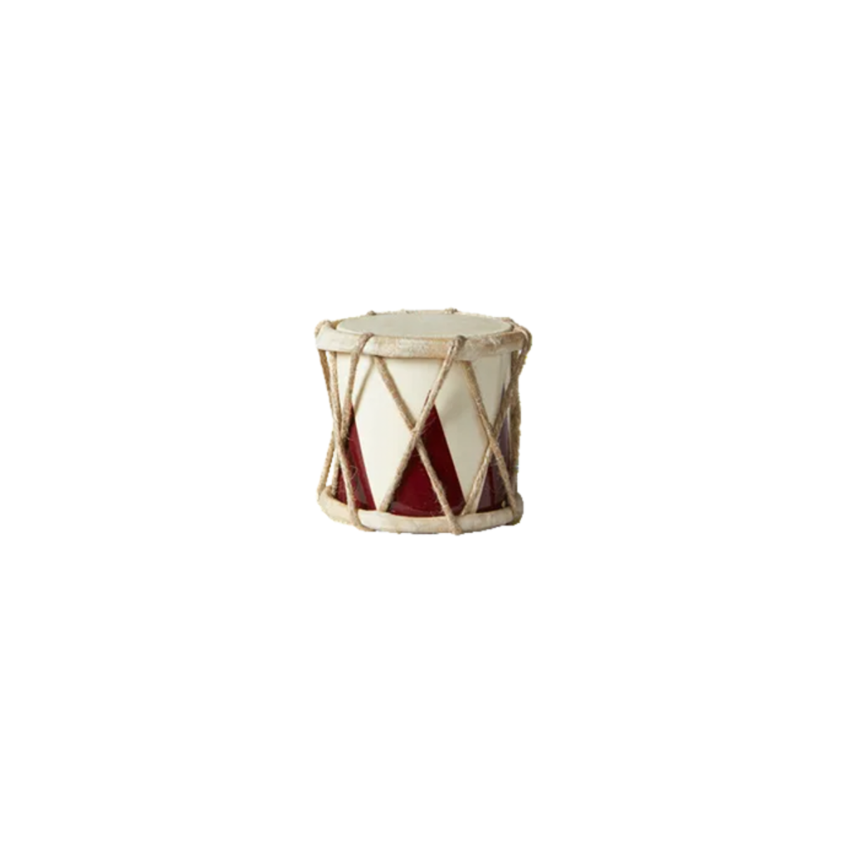 Decorative Wooden Christmas Drum – Red & Cream, 7cm, Set