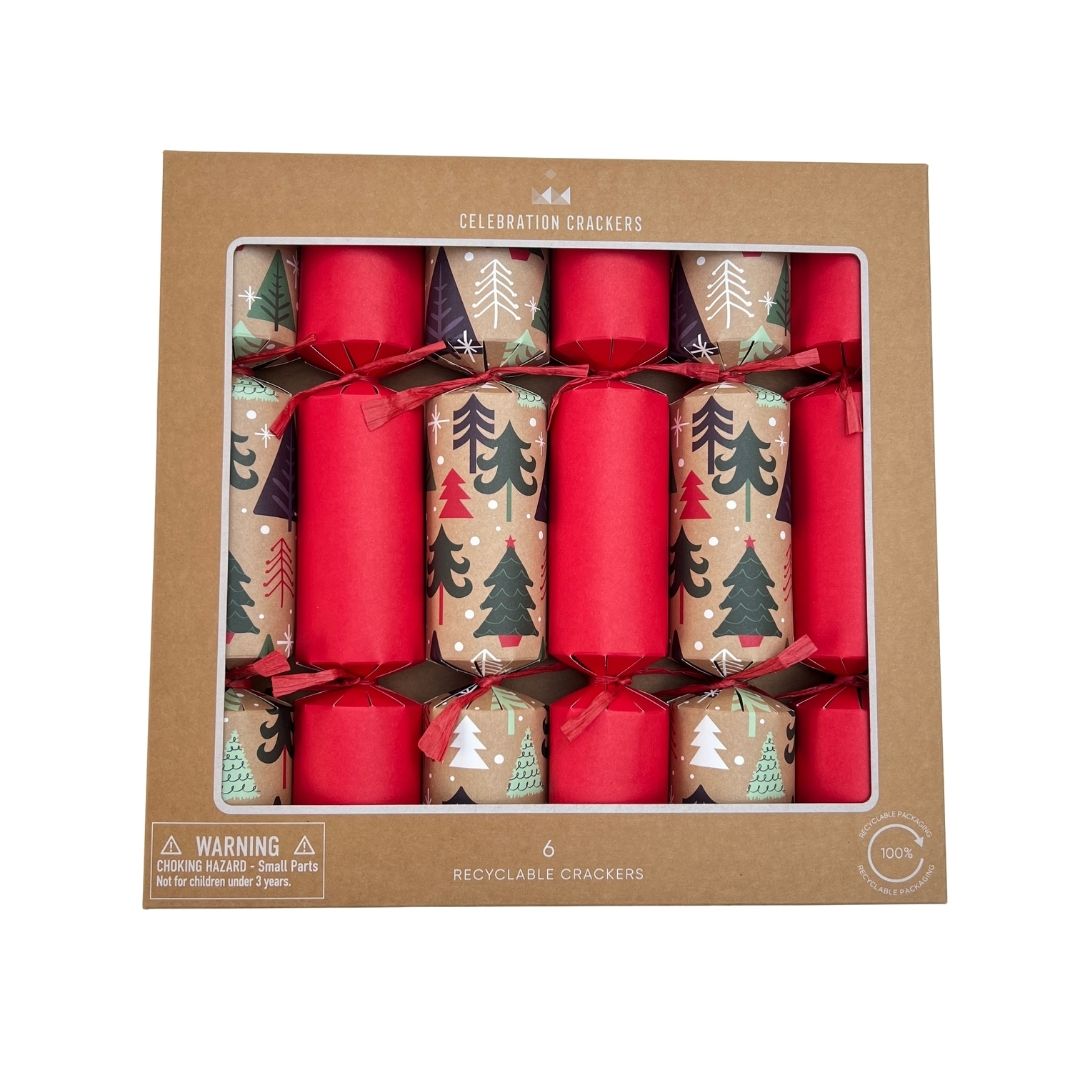 Forest & Red Christmas Crackers Box of 6