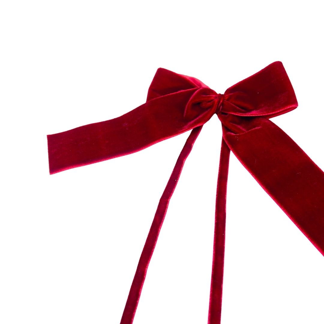 Burgundy Velvet Bows - Set of 6