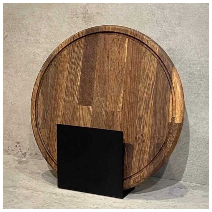 Pre-Order | Round Gourmet Cutting Board w/ Juice Groove - Smoked Oak, D35cm