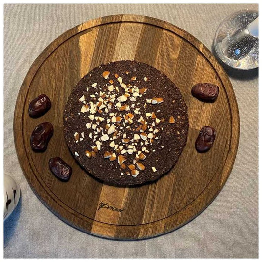 Round Gourmet Cutting Board w/ Juice Groove - Smoked Oak, D35cm
