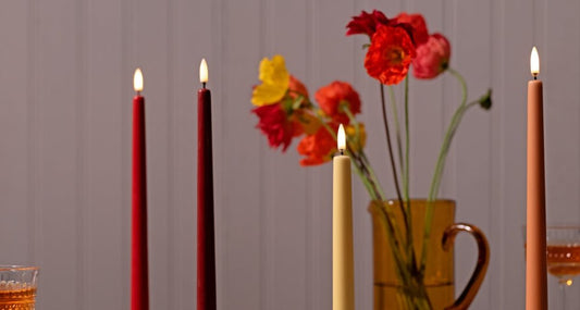 Slim LED Taper Candles, Red, 32cm, 2-Pack