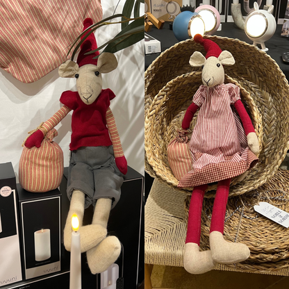 Noa & Nelli Christmas Mice with Sacks, Grey, H50cm