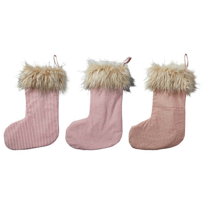Scandinavian Christmas Stocking with Faux Fur Trim – L42cm, 3-Styles
