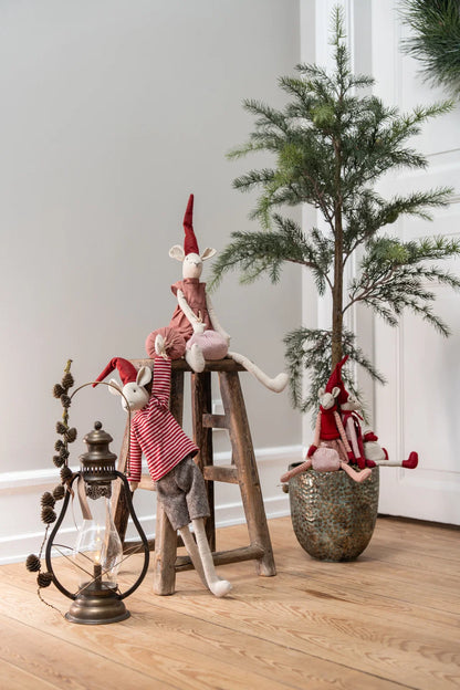 Noa & Nelli Christmas Mice with Sacks, Grey, H50cm