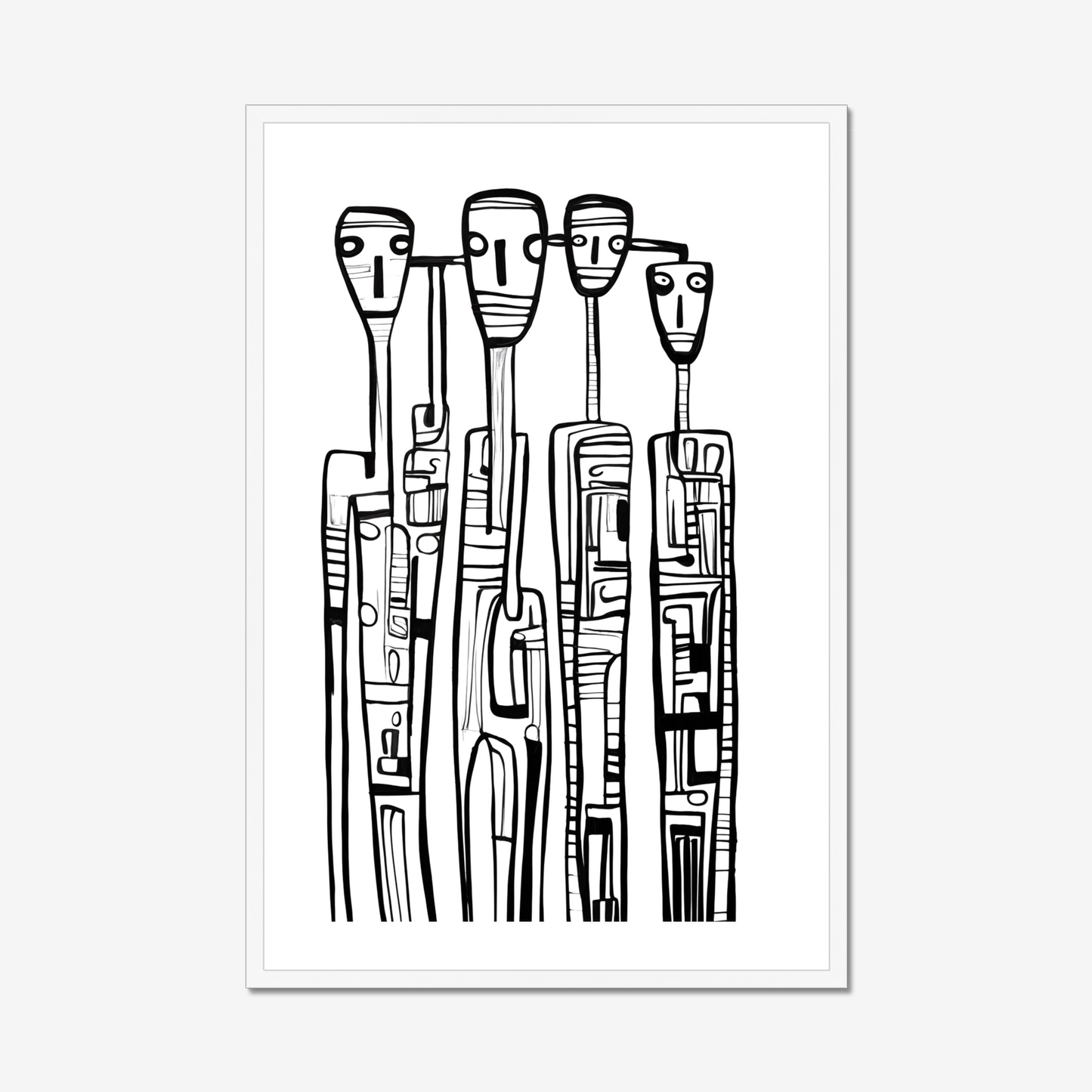 Black and white abstract art print on a white background