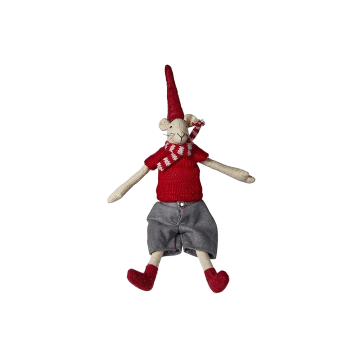 Noa & Nelli Sitting Christmas Mice – Red Knit & Stripes, 20cm