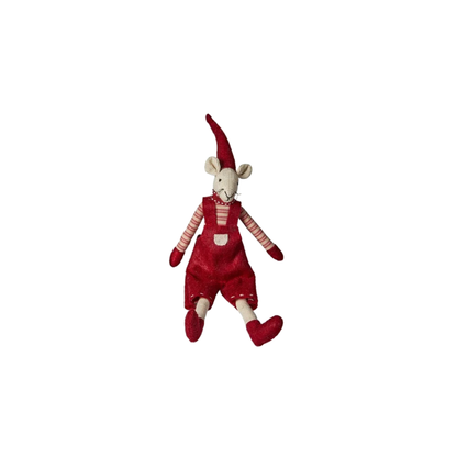 Noa & Nelli Sitting Christmas Mice – Dungarees & Gingham, 20cm