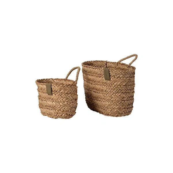 Herringbone Seagrass Hanging Baskets, Set of 2