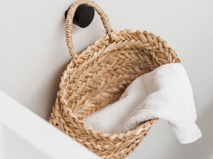 Herringbone Seagrass Hanging Baskets, Set of 2