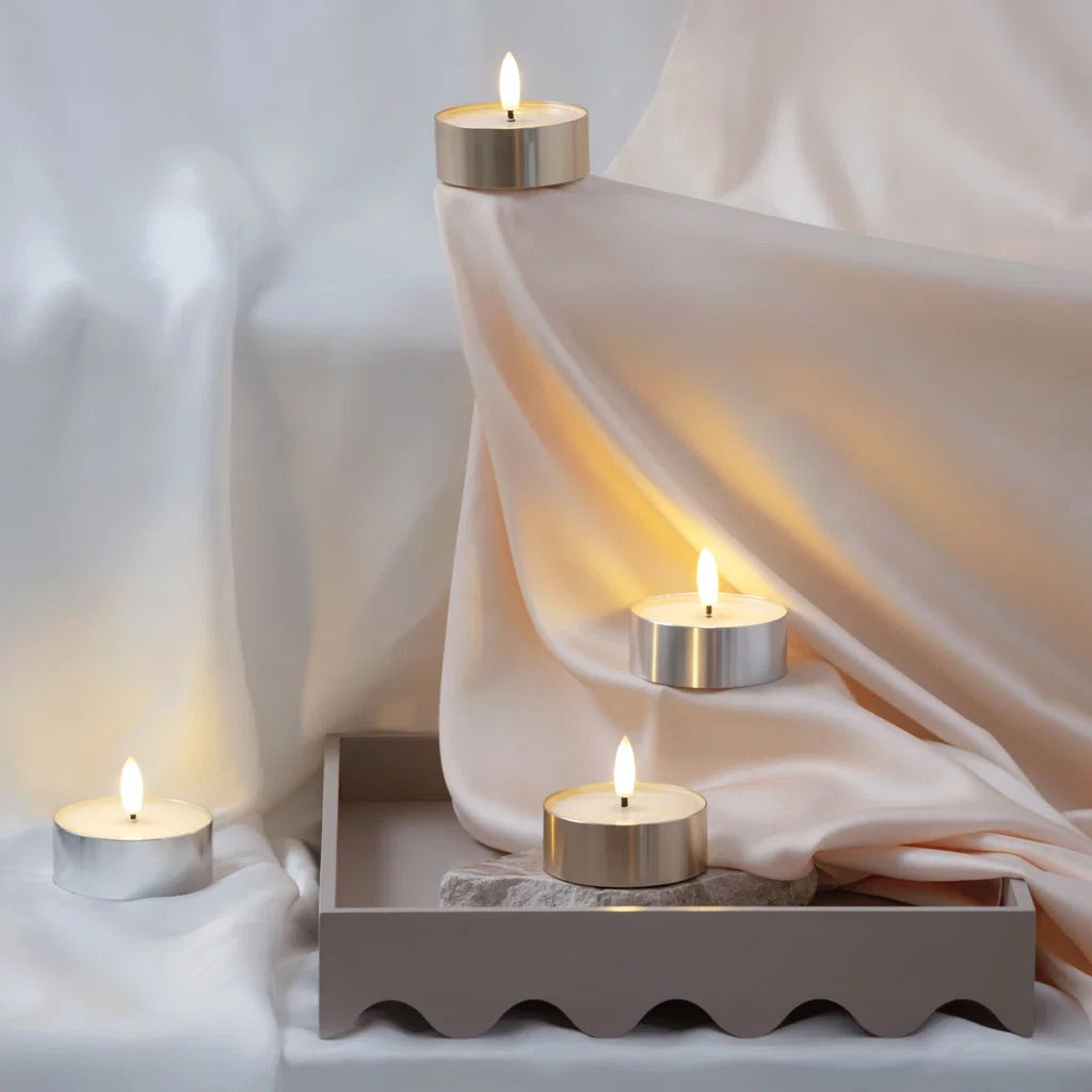 LED Melted Tealight, Metal Brass Finish, 63x25mm