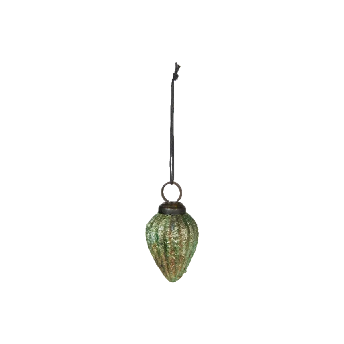 Small Glass Pine Cone Christmas Ornament – Antique Mosaic Green, 6cm