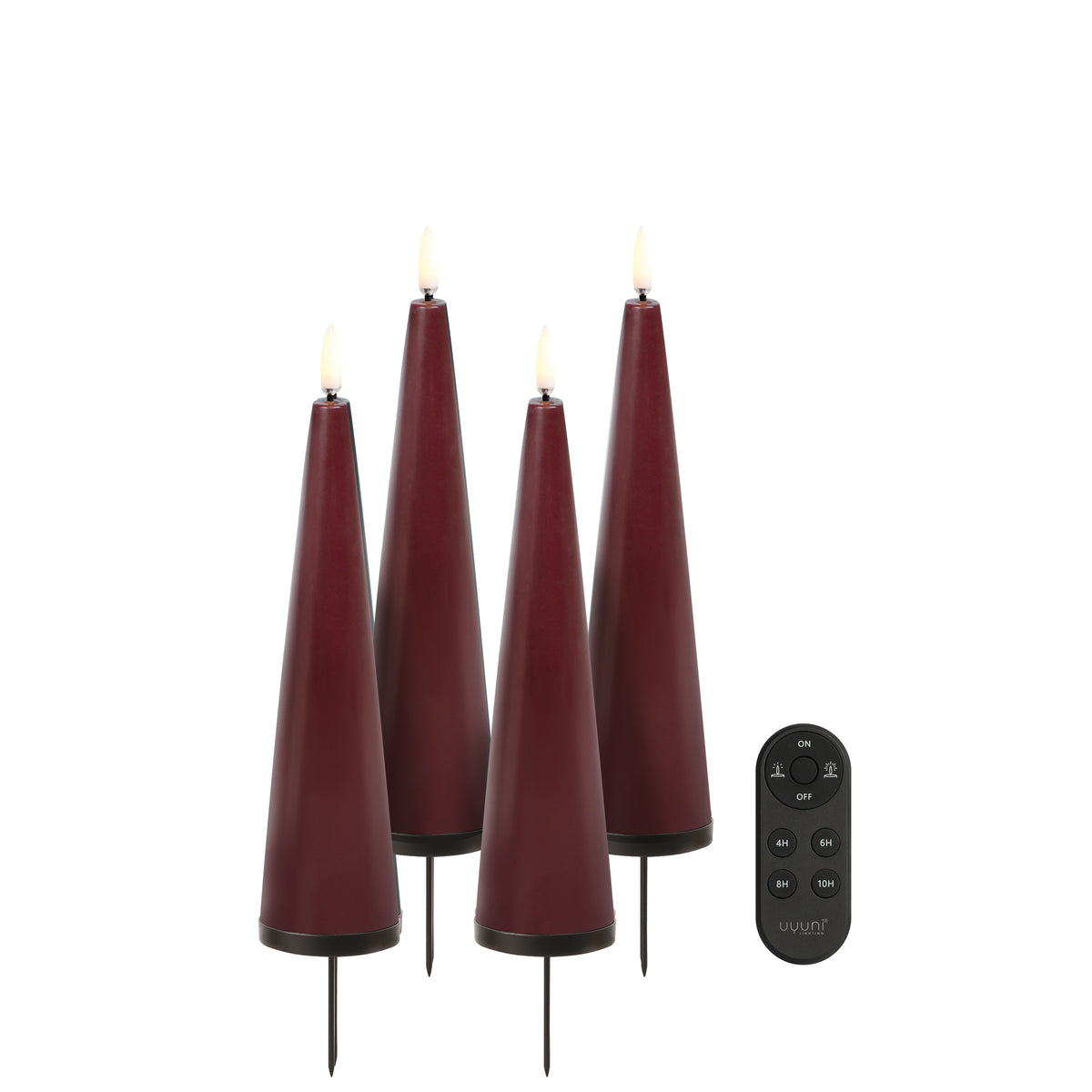 Wine Red LED Cone Candle Giftbox, 4-Pack