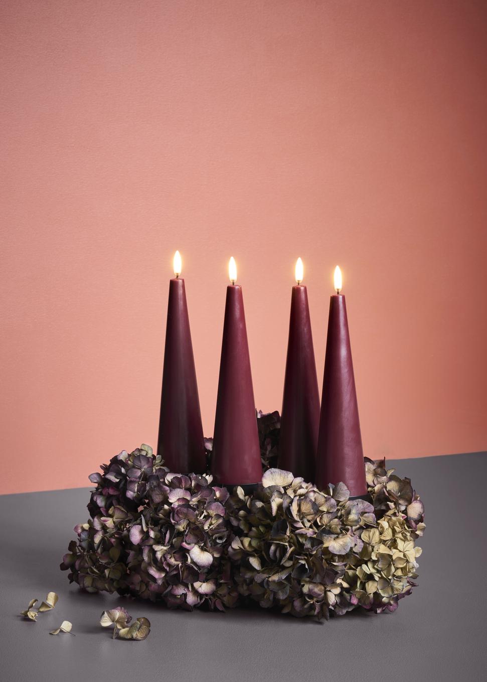 Wine Red LED Cone Candle Giftbox, 4-Pack