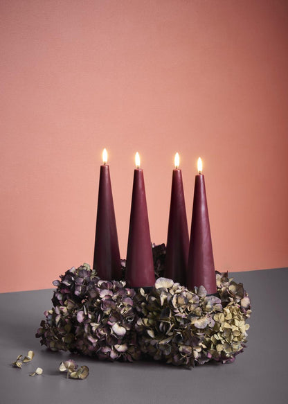 Wine Red LED Cone Candle Giftbox, 4-Pack