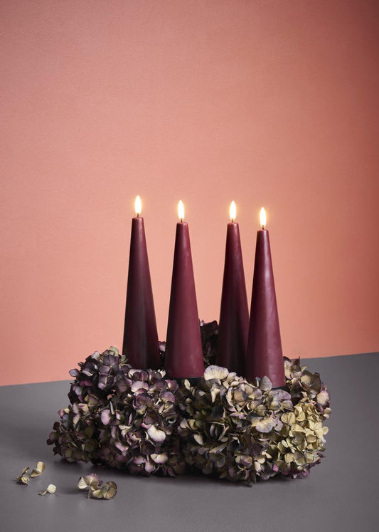 Wine Red LED Cone Candle Giftbox, 4-Pack