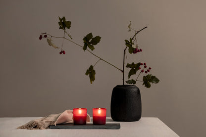 Glass LED Candles, Wine Red, 6x7 cm, 2-Pack