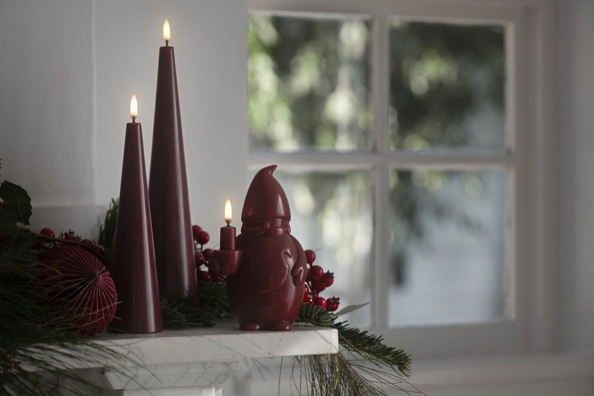 Santa Claus LED Candle, Carmine Red, 10x17cm