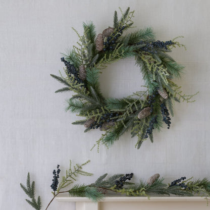 Blueberry & Fircone Garland — Natural Winter Foliage