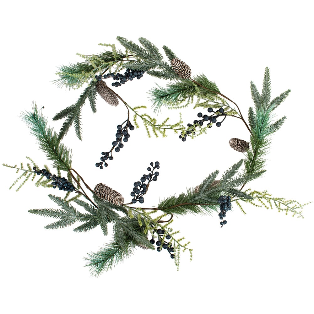 Blueberry & Fircone Garland — Natural Winter Foliage
