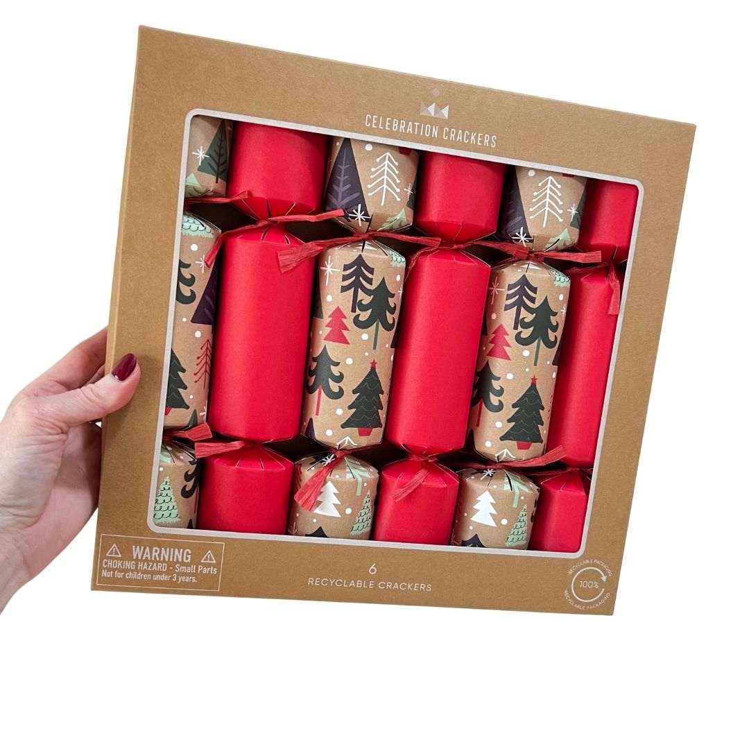 Forest & Red Christmas Crackers Box of 6