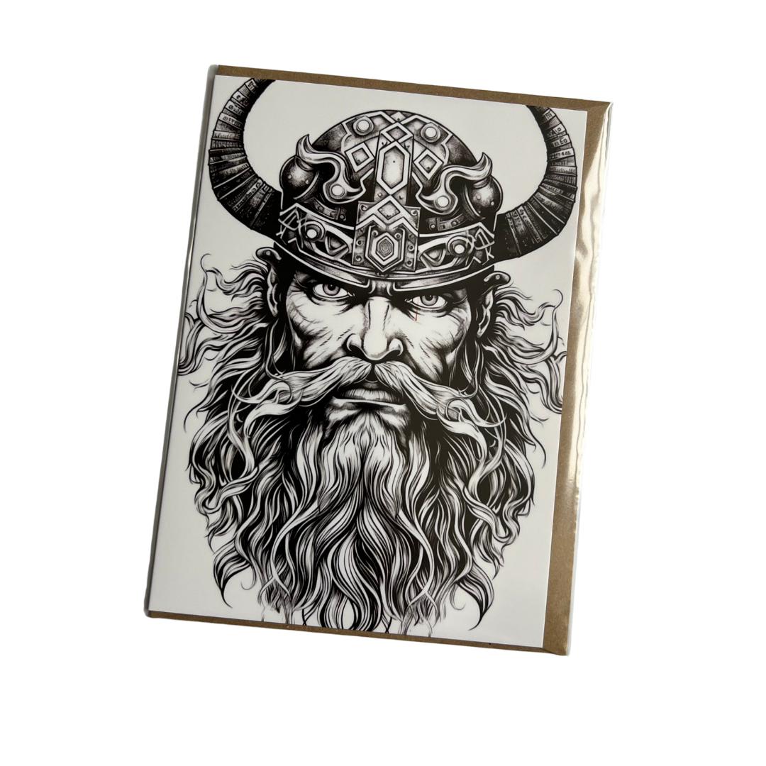 Nordic Viking Greeting Card: Scandi Art, Blank Inside (7x5 inch) (18 x 13 cm)