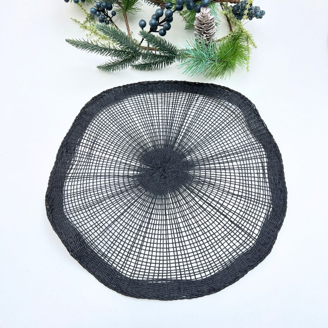 Black Woven Placemat Set of 6 - Nordic Minimalist Table Styling