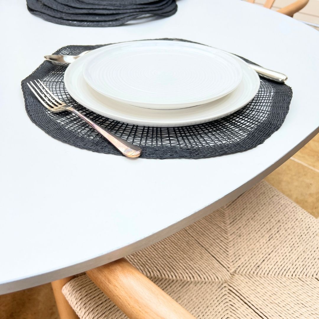 Black Woven Placemat Set of 6 - Nordic Minimalist Table Styling