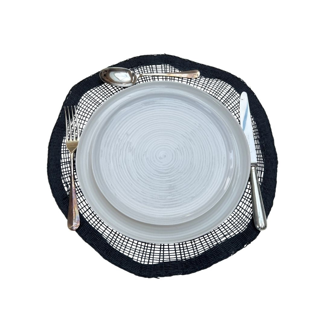 Black Woven Placemat Set of 6 - Nordic Minimalist Table Styling