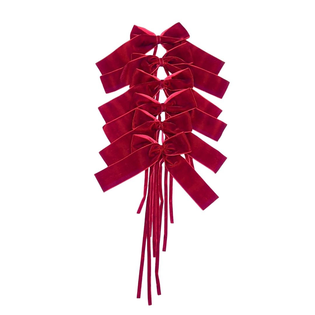 Burgundy Velvet Bows - Set of 6