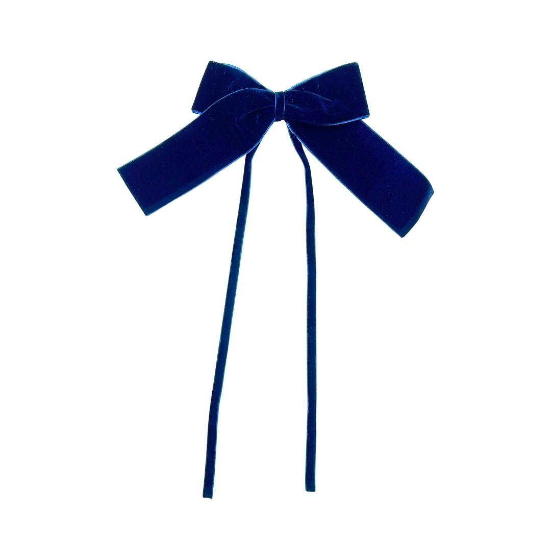 Dark Navy Velvet Bows - Set of 6