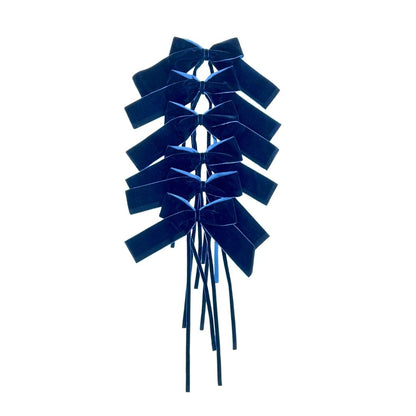 Dark Navy Velvet Bows - Set of 6