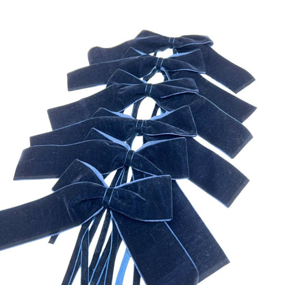 Dark Navy Velvet Bows - Set of 6
