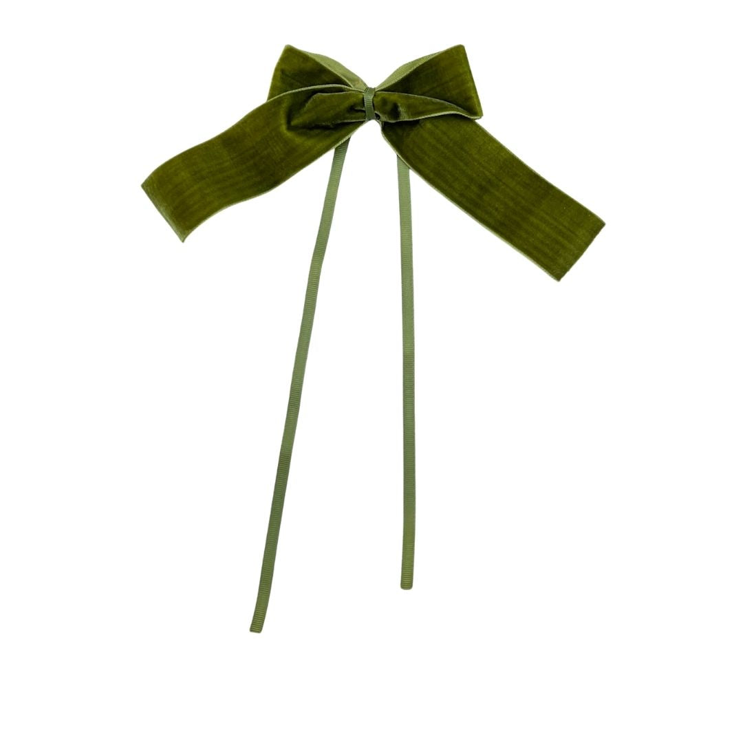 Rustic Green Velvet Bows - Set of 6