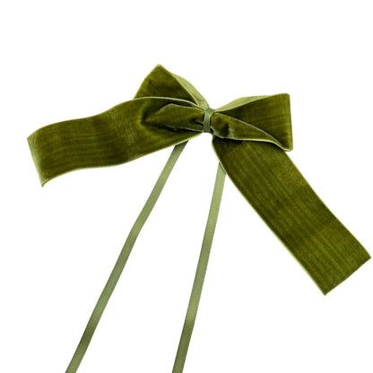 Rustic Green Velvet Bows - Set of 6