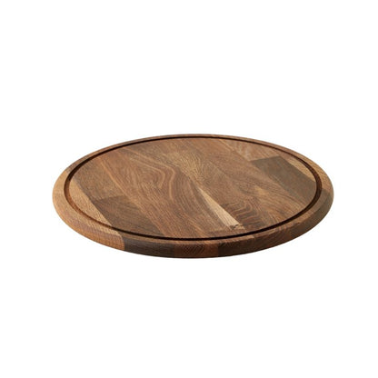 Pre-Order | Round Gourmet Cutting Board w/ Juice Groove - Smoked Oak, D35cm