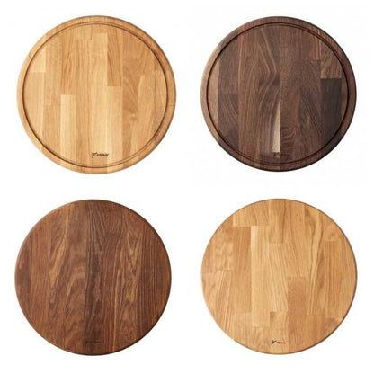Round Gourmet Cutting Board w/ Juice Groove - Smoked Oak, D35cm