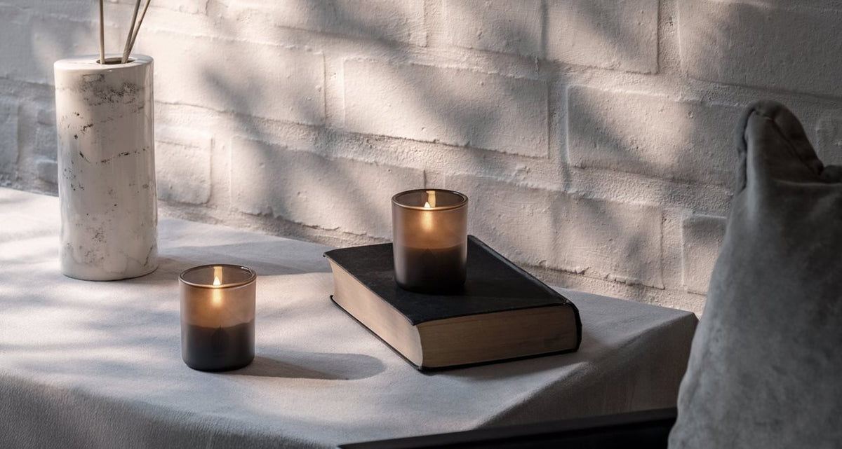 Glass LED Candles, Vanilla, 6x7cm, 2-Pack
