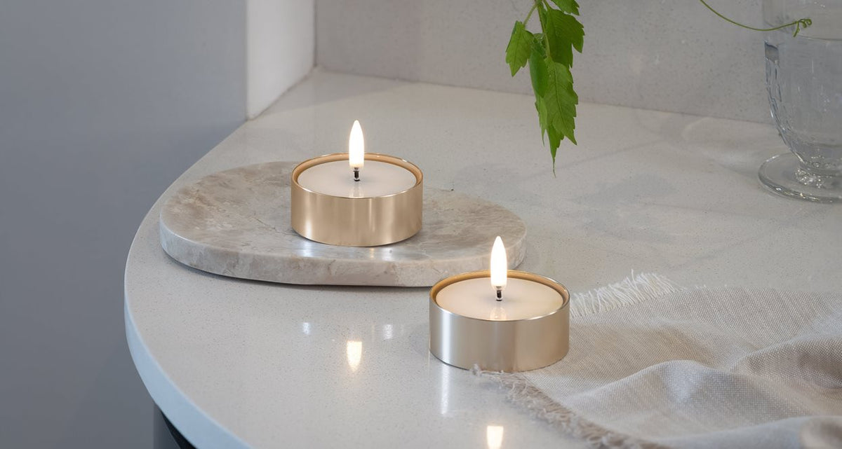 LED Melted Tealight, Metal Brass Finish, 63x25mm