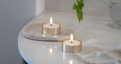 LED Melted Tealight, Metal Brass Finish, 63x25mm